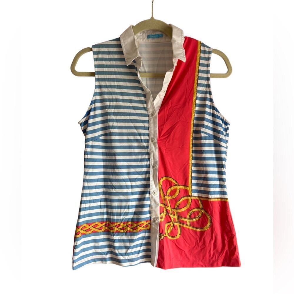 J. MCLAUGHLIN NAUTICAL CATALINA CLOTH SLEEVELESS TOP